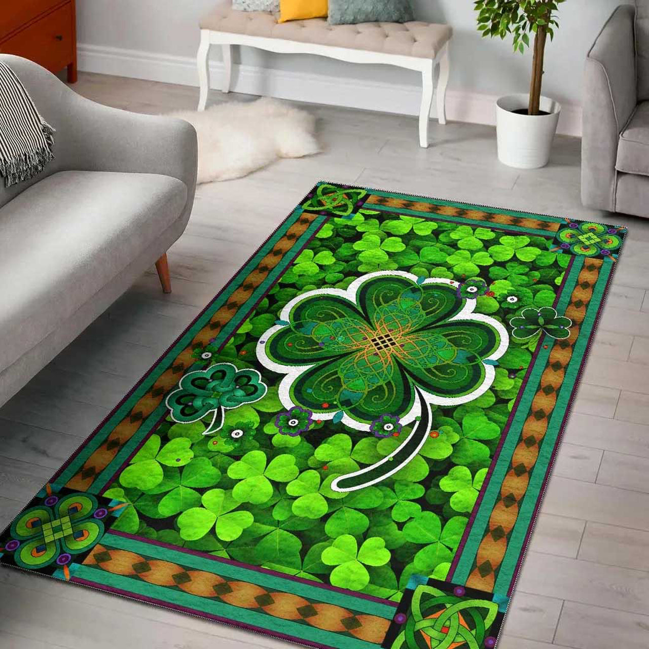 Ireland Celtic Area Rug Irish Shamrock | Celticprime.com – celticprime