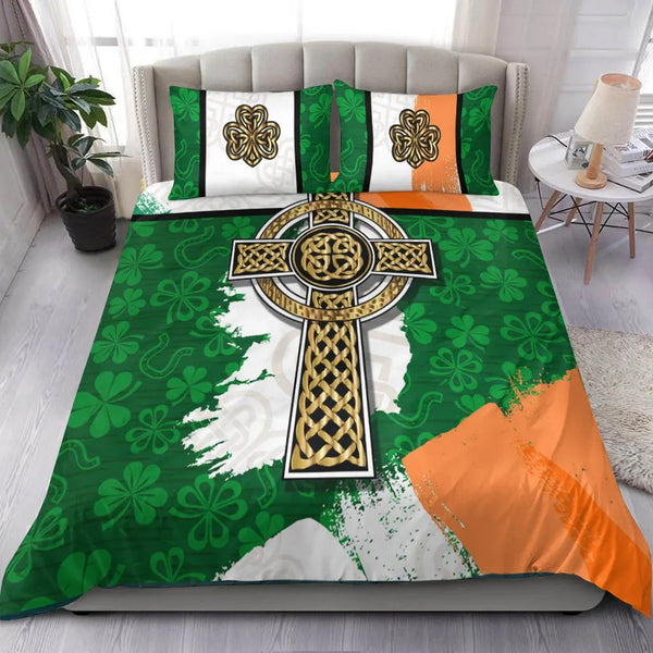 Celtic Bedding Set - Irish Shamrock With Celtic Cross