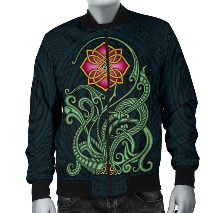 Celtic Flower Unisex Bomber Jacket - Wild Irish Rose