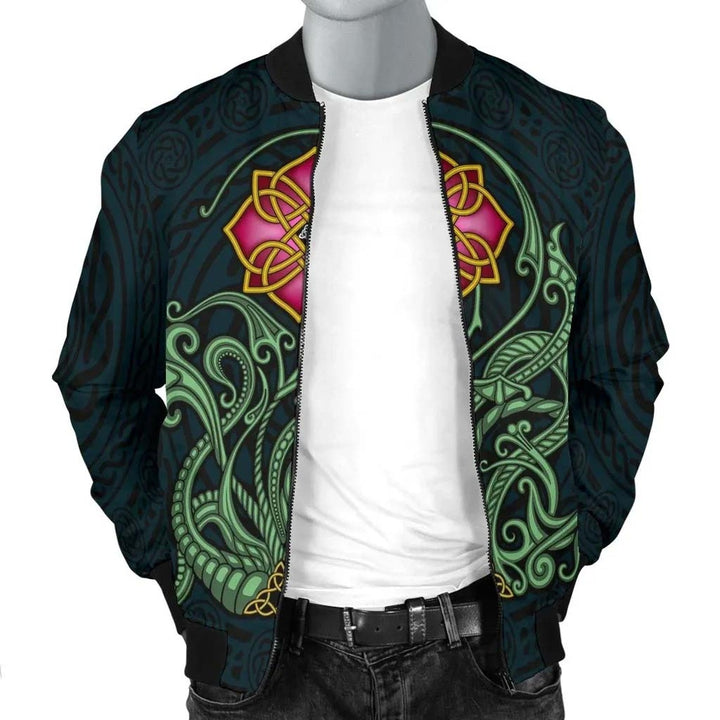 Celtic Flower Unisex Bomber Jacket - Wild Irish Rose