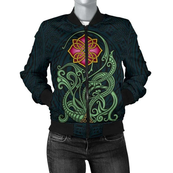 Celtic Flower Unisex Bomber Jacket - Wild Irish Rose