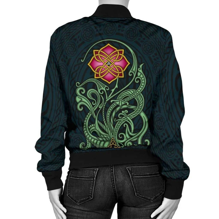 Celtic Flower Unisex Bomber Jacket - Wild Irish Rose
