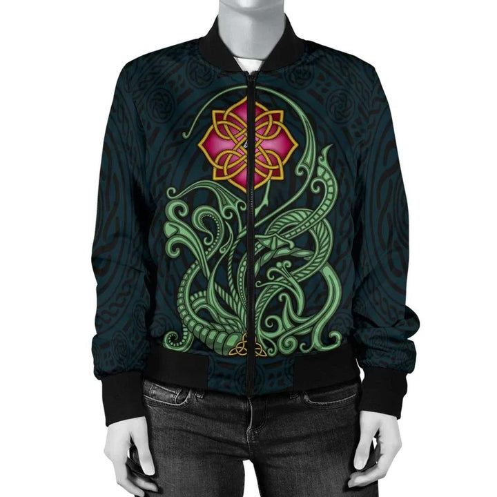 Celtic Flower Unisex Bomber Jacket - Wild Irish Rose