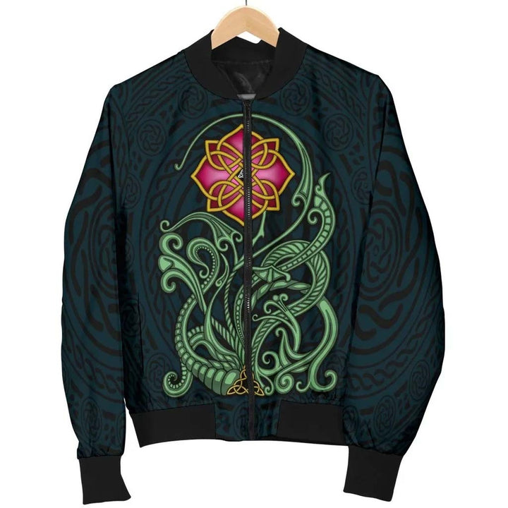 Celtic Flower Unisex Bomber Jacket - Wild Irish Rose