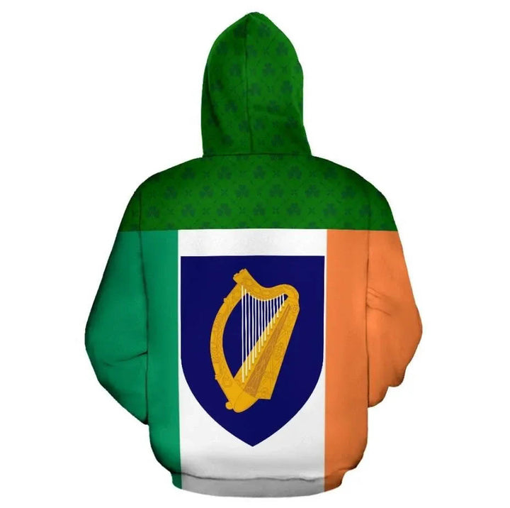 Celtic Hoodie - Irish Harp with Ireland Shamrock