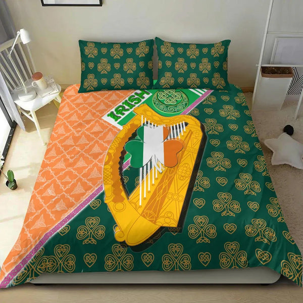 Celtic Ireland Bedding Set - Irish Shamrock with Traditional Harp