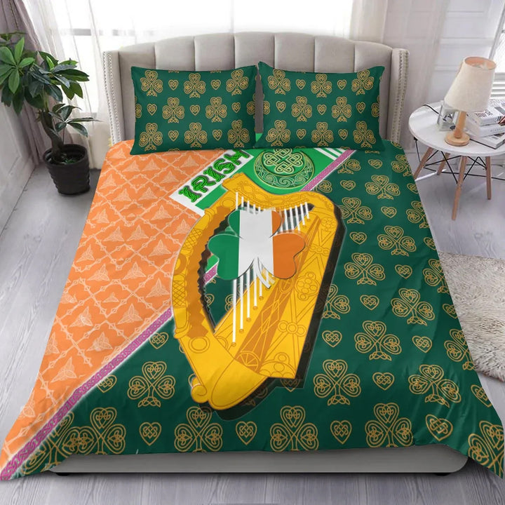 Celtic Ireland Bedding Set - Irish Shamrock with Traditional Harp