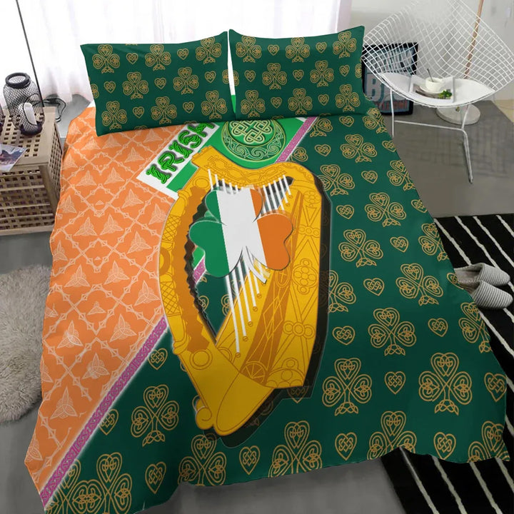 Celtic Ireland Bedding Set - Irish Shamrock with Traditional Harp