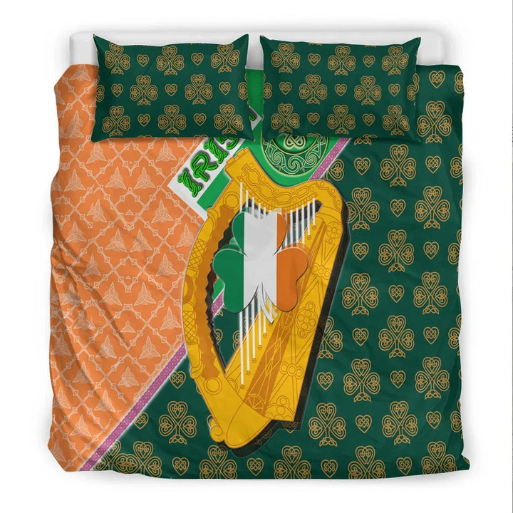 Celtic Ireland Bedding Set - Irish Shamrock with Traditional Harp