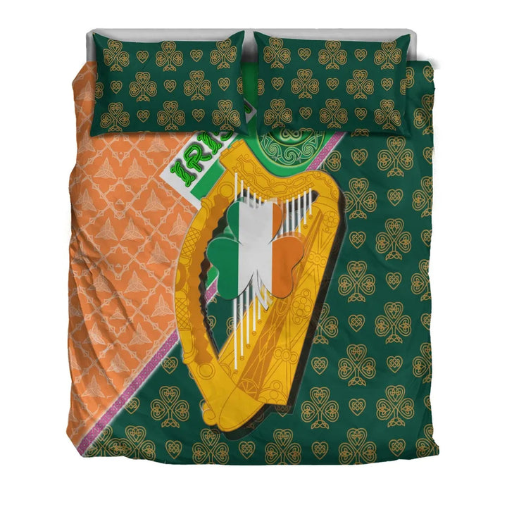 Celtic Ireland Bedding Set - Irish Shamrock with Traditional Harp