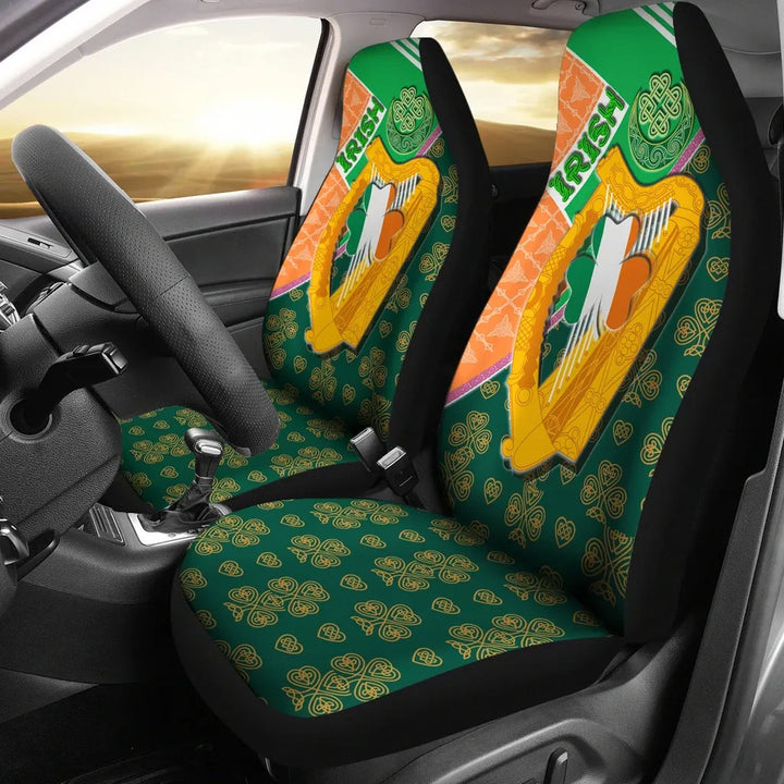 Celtic Ireland Car Seat Covers Irish Shamrock with Traditional Harp