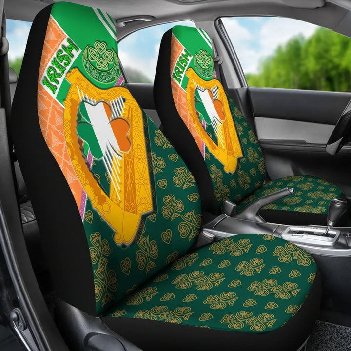 Celtic Ireland Car Seat Covers Irish Shamrock with Traditional Harp