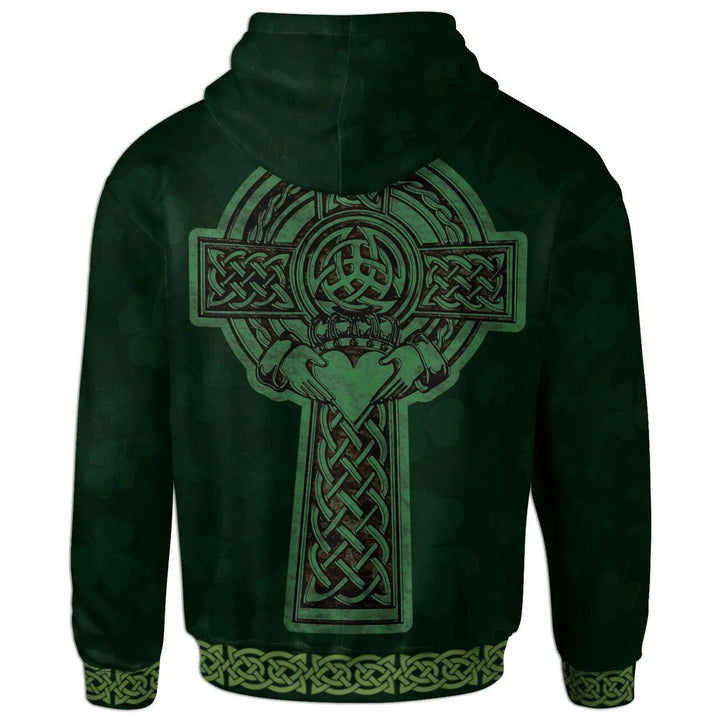 Celtic Ireland Hoodie - Irish Cross with Celtic Knot and Claddagh Ring