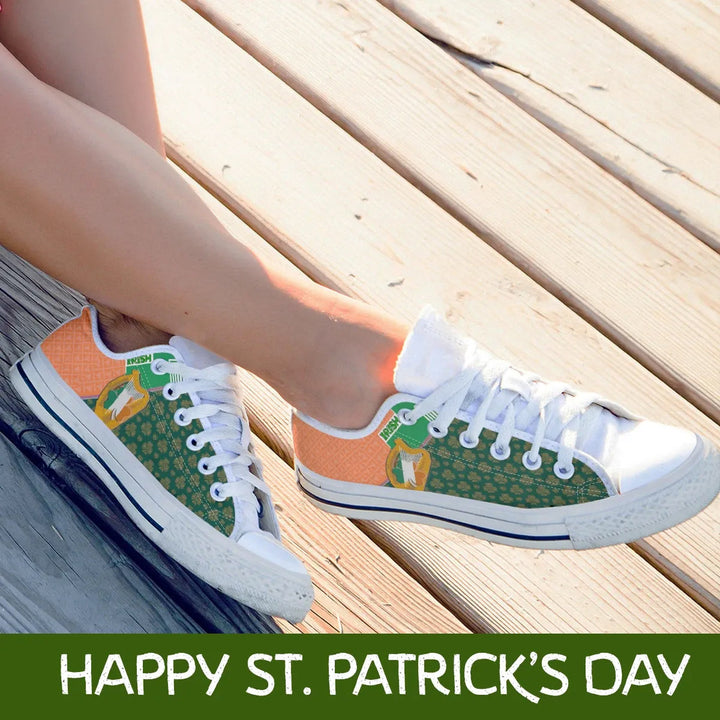 Celtic Ireland Low Top Shoe - Irish Shamrock with Traditional Harp