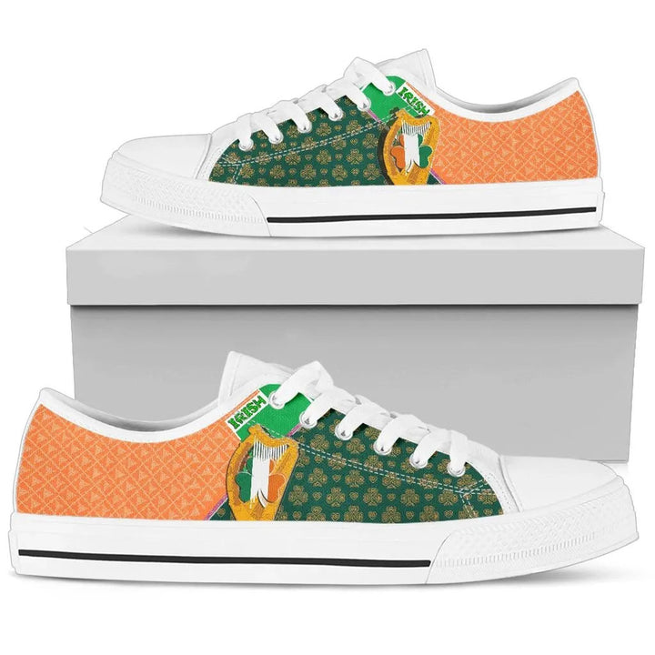 Celtic Ireland Low Top Shoe - Irish Shamrock with Traditional Harp