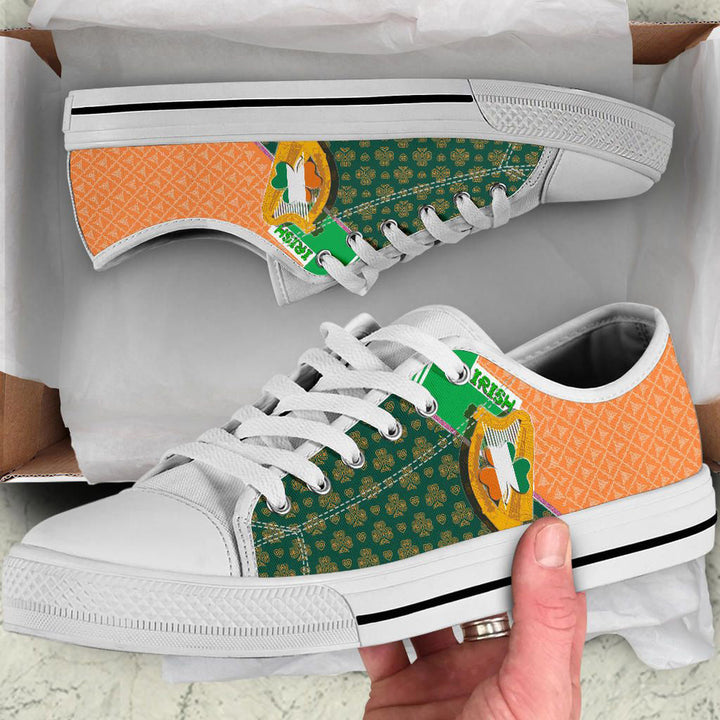 Celtic Ireland Low Top Shoe - Irish Shamrock with Traditional Harp