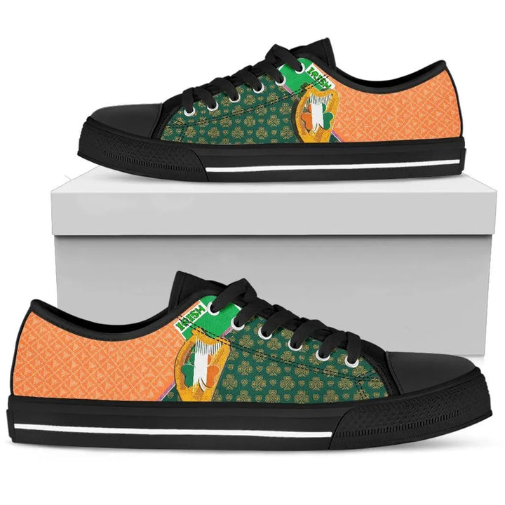 Celtic Ireland Low Top Shoe - Irish Shamrock with Traditional Harp
