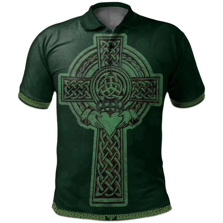Celtic Ireland Polo shirt Irish Cross with Celtic Knot and Claddagh Ring