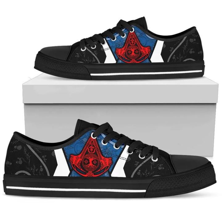 Celtic Low Top Shoe - Celtic Scotland Thistle with Tree Of Life and Knot Ornaments Black