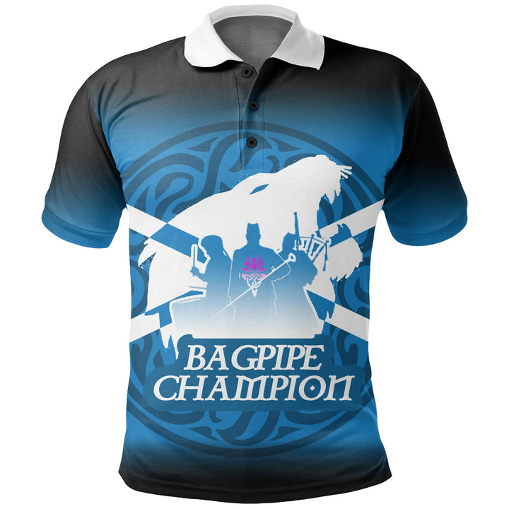 Celtic Polo Shirt Celtic Scotland Bagpipe With Thistle Flower