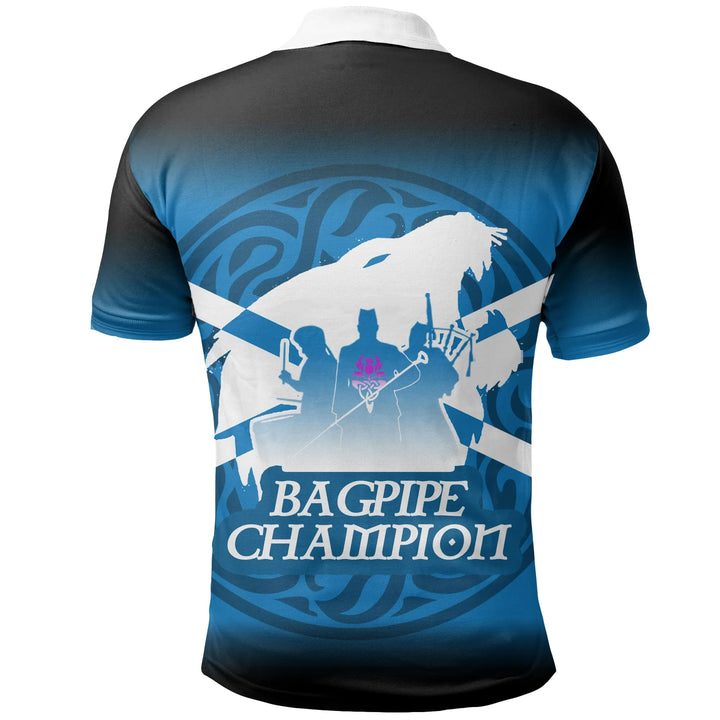 Celtic Polo Shirt Celtic Scotland Bagpipe With Thistle Flower