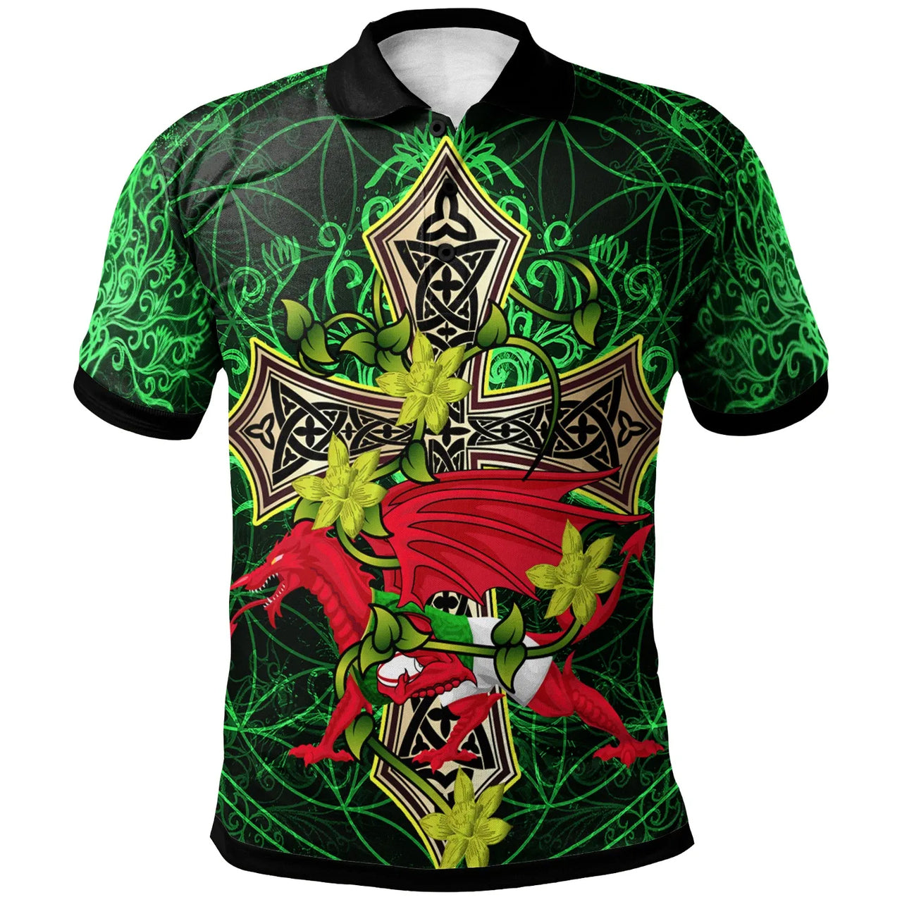 Celtic Polo Shirts Dragon Sport With Celtic Tree