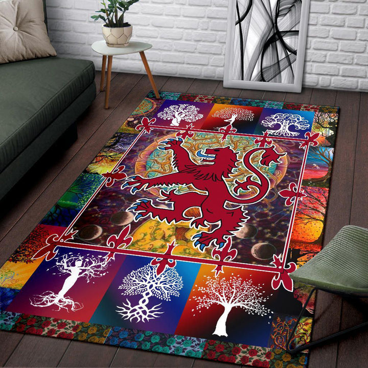 Celtic Rugs Lion Rampant of Scotland With Celtic Tree