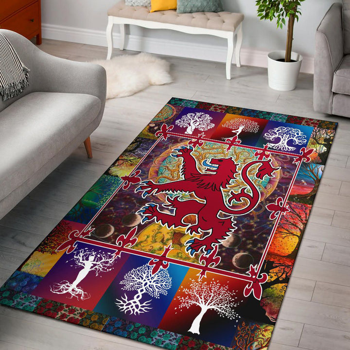 Celtic Rugs Lion Rampant of Scotland With Celtic Tree