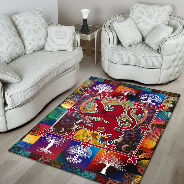 Celtic Rugs Lion Rampant of Scotland With Celtic Tree
