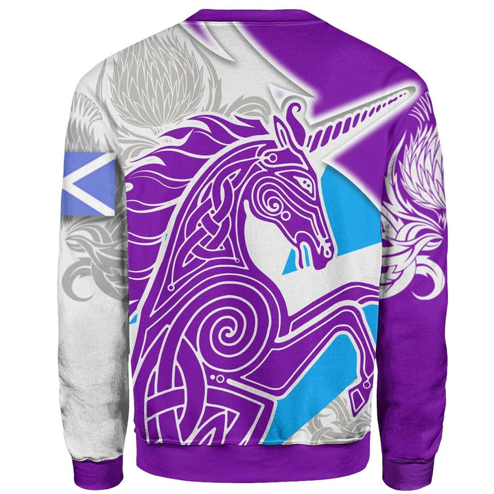Celtic Scotland Sweatshirt - Scotland Unicorn & Thistle Pattern