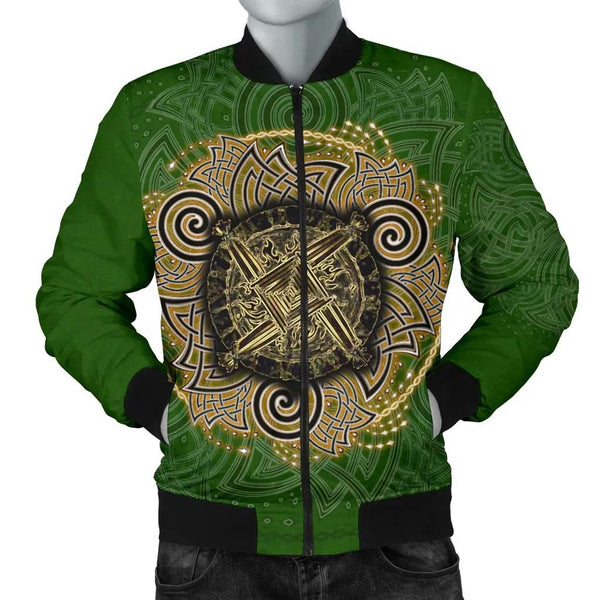 Celtic Unisex Bomber Jacket - Celtic Irish St Brigid's Cross - Triple Spiral