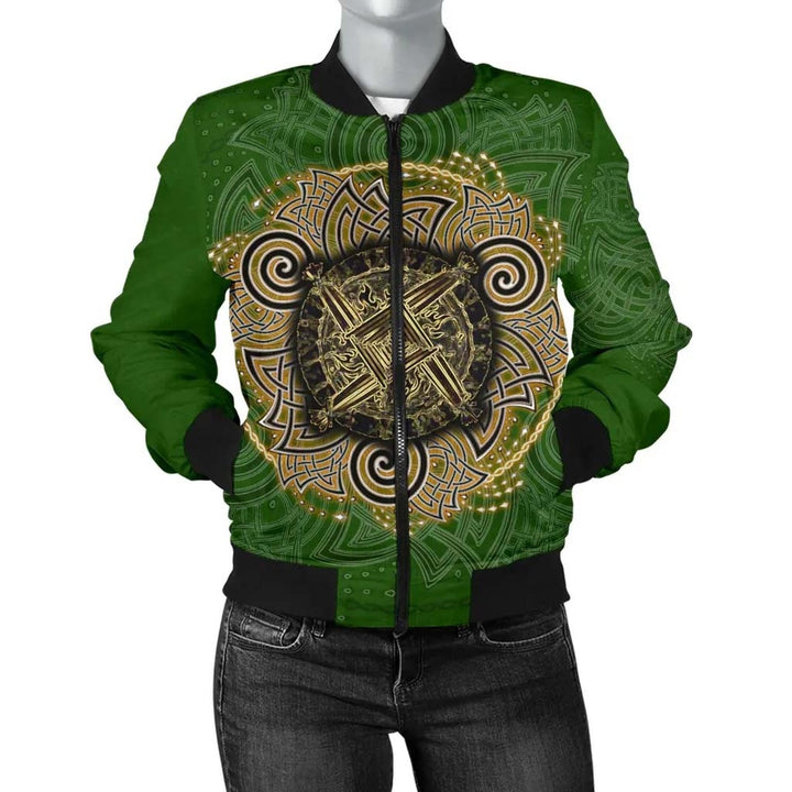 Celtic Unisex Bomber Jacket - Celtic Irish St Brigid's Cross - Triple Spiral