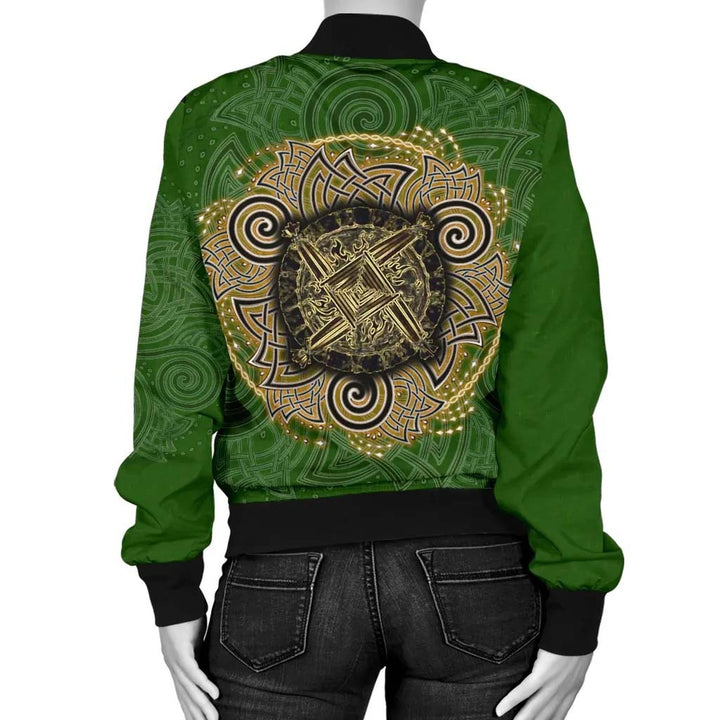 Celtic Unisex Bomber Jacket - Celtic Irish St Brigid's Cross - Triple Spiral
