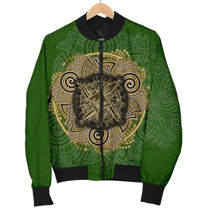 Celtic Unisex Bomber Jacket - Celtic Irish St Brigid's Cross - Triple Spiral