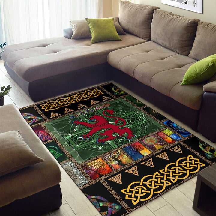 Cetic Scotland Area Rug Lion Royal Banner With Celtic Symbols