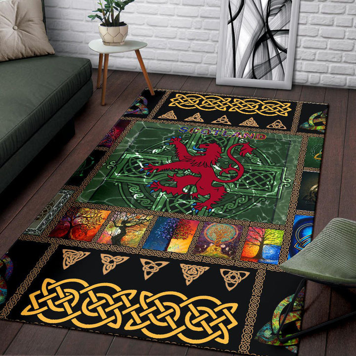 Cetic Scotland Area Rug Lion Royal Banner With Celtic Symbols
