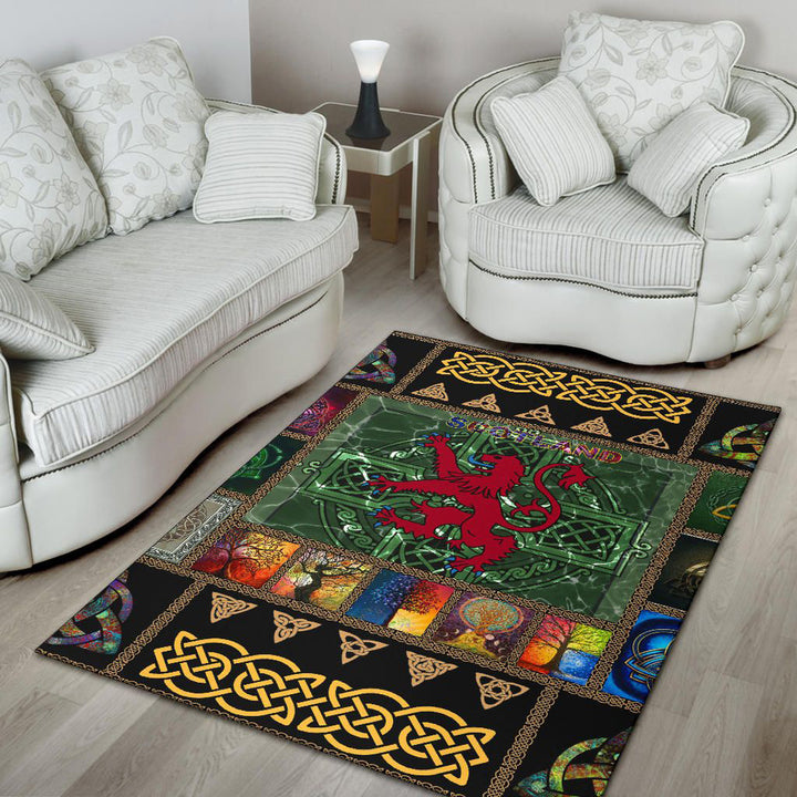 Cetic Scotland Area Rug Lion Royal Banner With Celtic Symbols