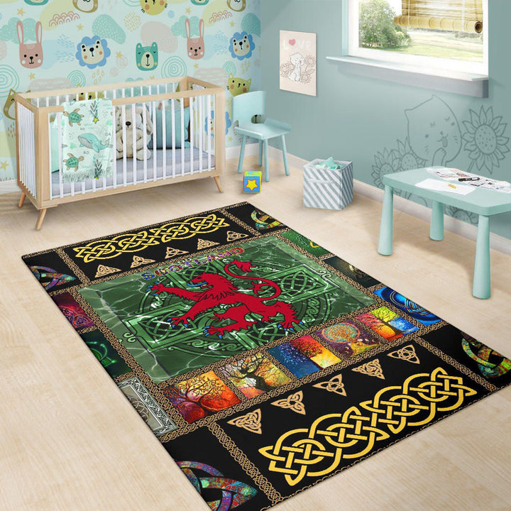 Cetic Scotland Area Rug Lion Royal Banner With Celtic Symbols
