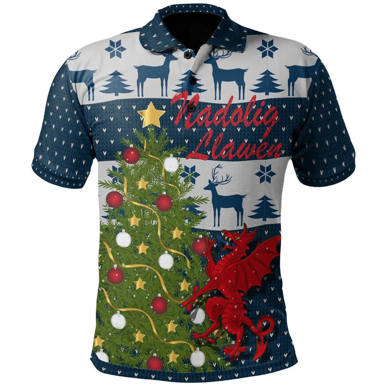 Christmas Polo Shirts Dragon & Christmas Tree celticprime