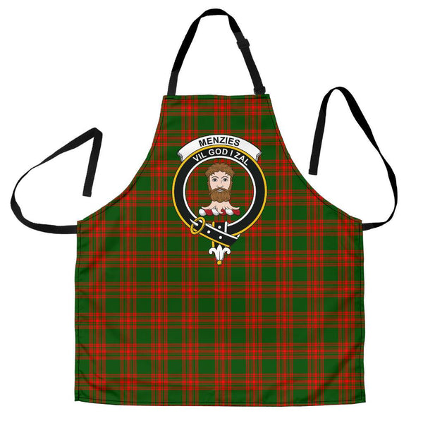 Menzies Green Modern Tartan Clan Crest Apron