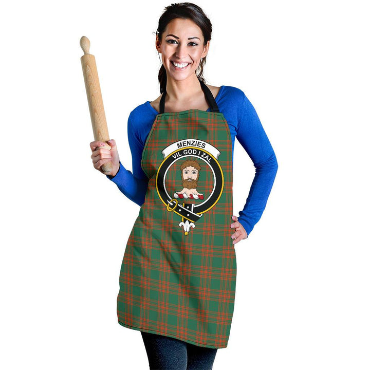 Menzies Green Ancient Tartan Clan Crest Apron