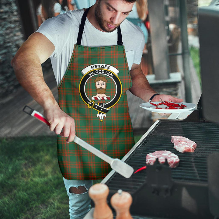 Menzies Green Ancient Tartan Clan Crest Apron