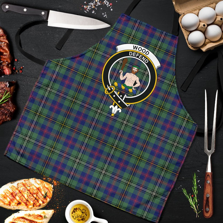 Wood Modern Tartan Clan Crest Apron