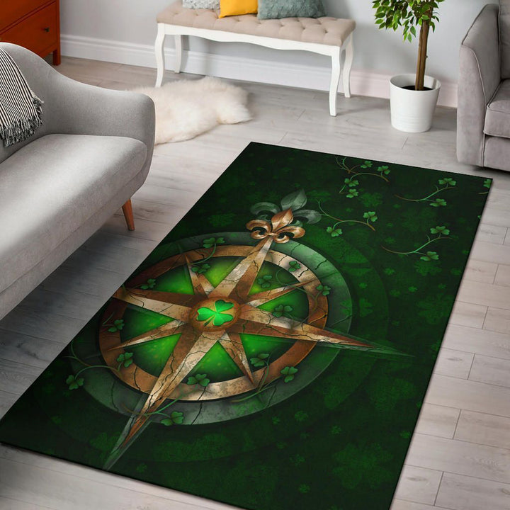 Ireland Area Rug Celtic Irish Compass and Shamrock