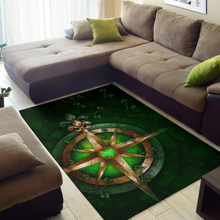 Ireland Area Rug Celtic Irish Compass and Shamrock