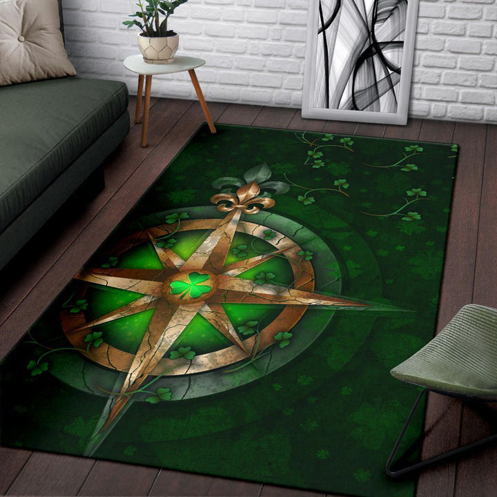 Ireland Area Rug Celtic Irish Compass and Shamrock