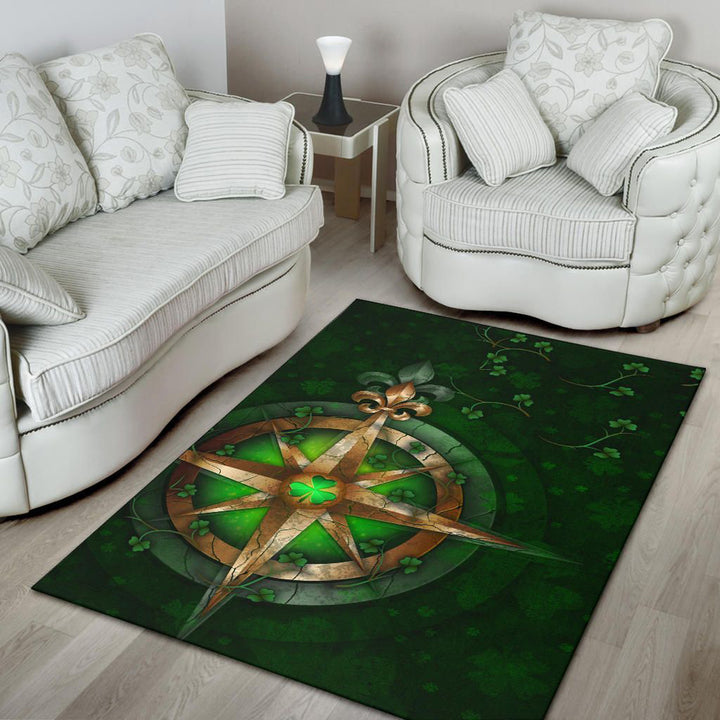 Ireland Area Rug Celtic Irish Compass and Shamrock