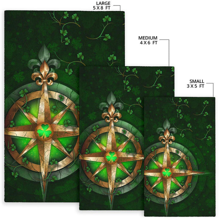 Ireland Area Rug Celtic Irish Compass and Shamrock