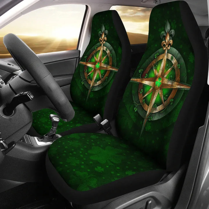 Ireland Car Seat Covers Celtic Irish Compass and Shamrock