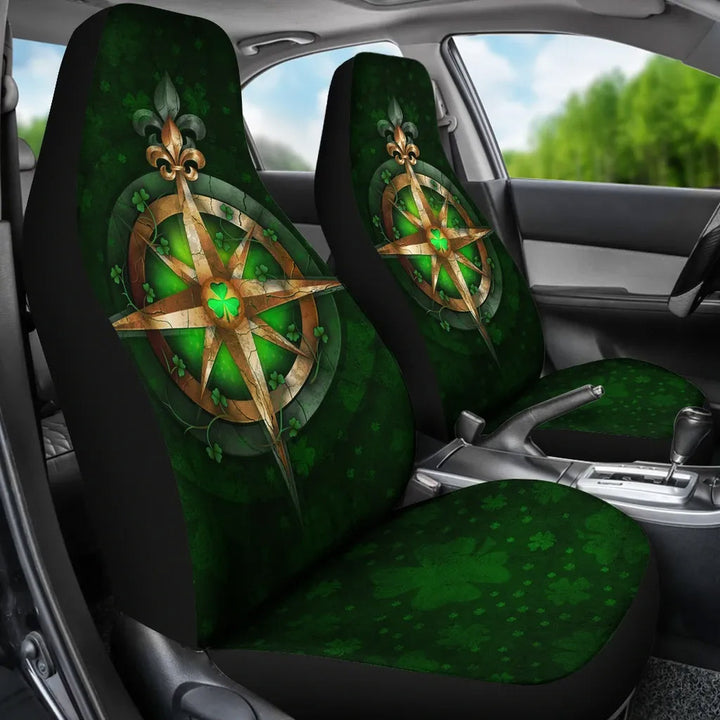 Ireland Car Seat Covers Celtic Irish Compass and Shamrock